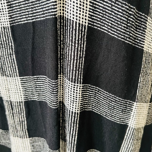 Madewell Zip Front V-Neck Oversized Black White Plaid Shift Dress   Size Medium - Picture 8 of 12